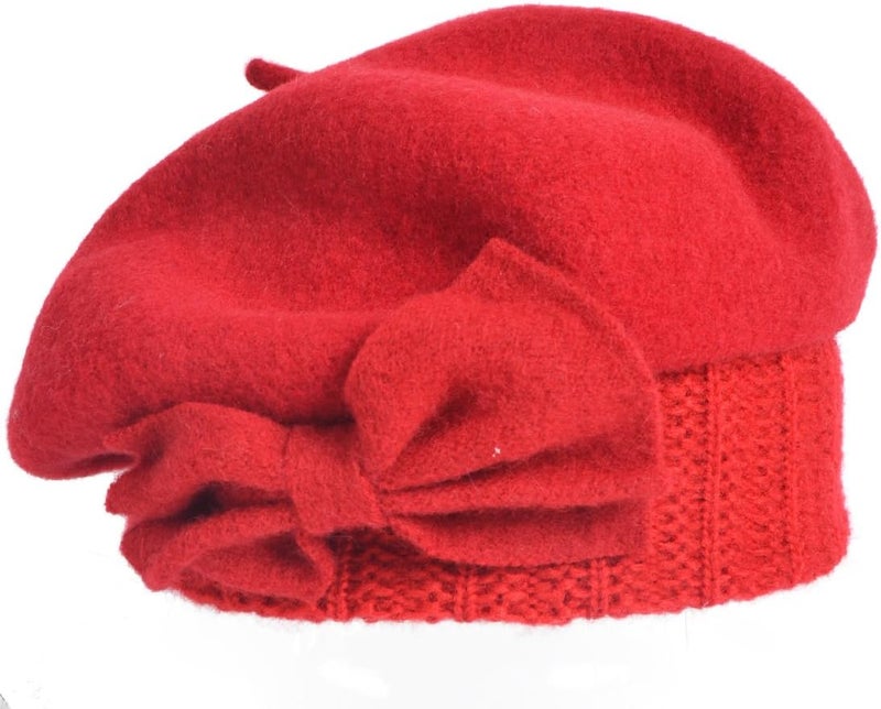 VECRY Lady French Beret 100% Wool Beret Floral Dress Beanie Winter Hat - Image 2